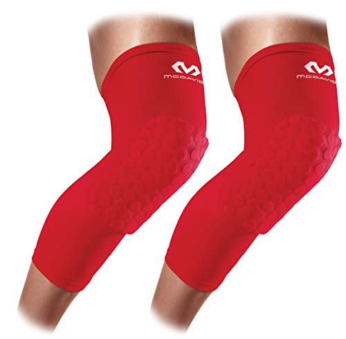 Knee Compression Sleeves: McDavid Hex Knee Pads Compression Leg Sleeve for Basketball, Volleyball, Weightlifting, and More - Pair of Sleeves, SCARLET, Adult: MEDIUM