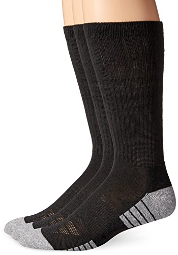 Under Armour Adult Heatgear Tech Crew Socks, 3-Pairs , Black , Shoe Size: Mens 4-8, Womens 6-9