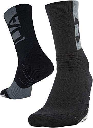 Under Armour Adult Playmaker Crew Socks, 1-Pair , Black/Pitch Gray , Shoe Size: Men 8-12; Women: 9-12